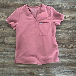 Figs Pink V-Neck Scrub Top